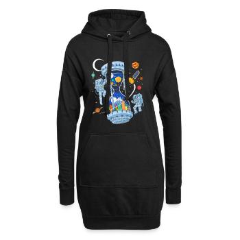 Space Hourglass Astronauts Galaxy Time - Sweat-shirt à capuche long Femme - noir - Devant
