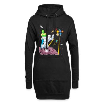 Bowling astronaute et extraterrestre dans le jeu de la galaxie spatiale - Sweat-shirt à capuche long Femme - noir - Devant