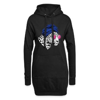 Lunettes Turban pour femmes léopard - Sweat-shirt à capuche long Femme - noir - Devant