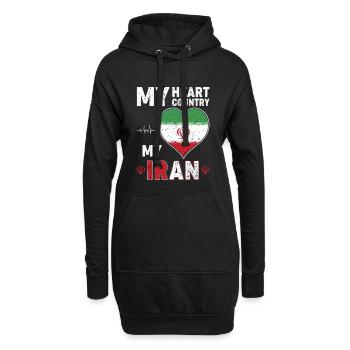 Cœur pour le drapeau iranien Cœur - Sweat-shirt à capuche long Femme - noir - Devant