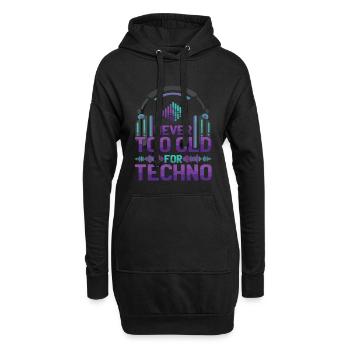 Never Too Old Techno Musik DJ - Hoodie-Kleid - Schwarz - Vorne