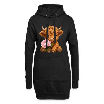 Vache des Highlands, vache des Highlands, bétail des Highlands, pivoines - Sweat-shirt à capuche long Femme - noir - Devant