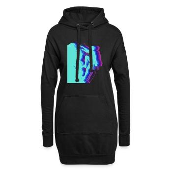 Glitch Art Kletterer Silhouette Modern - Hoodie-Kleid - Schwarz - Vorne