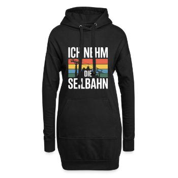 Ich nehm die Seilbahn Skilift Retro Berge - Hoodie-Kleid - Schwarz - Vorne