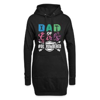 Papa des filles #Outnumbered Père fille - Sweat-shirt à capuche long Femme - noir - Devant