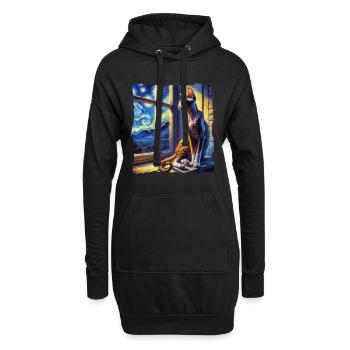 Cornish Rexkatze Starry Night - Hoodie-Kleid - Schwarz - Vorne