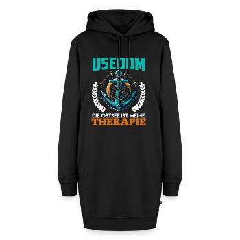 Ostsee Urlaub USEDOM DIE OSTSEE IST MEINE THERAPIE - Hoodie-Kleid - Schwarz - Vorne