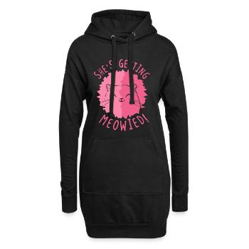 Elle reçoit un jeu de mots de mariée sur un chat miaulé - Sweat-shirt à capuche long Femme - noir - Devant