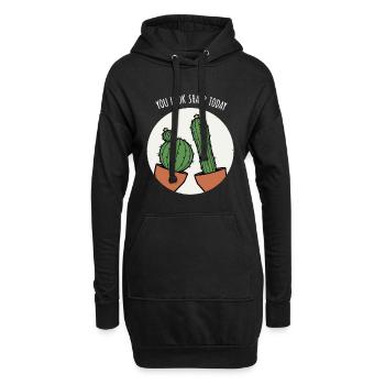 Jeux de mots sur les cactus - Sweat-shirt à capuche long Femme - noir - Devant