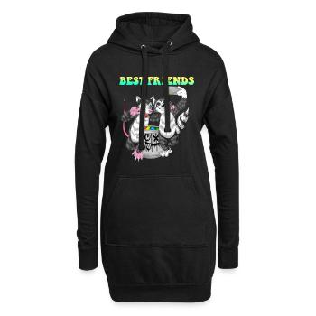 Beste Freunde Opossum- und Waschbär-lustige Müllfreunde - Hoodie-Kleid - Schwarz - Vorne