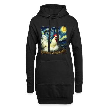 Leghorn Hühner Starry Night - Hoodie-Kleid - Schwarz - Vorne