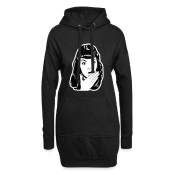 Portrait pop surpris - Sweat-shirt à capuche long Femme - noir - Devant