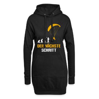 Paraglider Geschenk DER NÄCHSTE SCHRITT - Hoodie-Kleid - Schwarz - Vorne