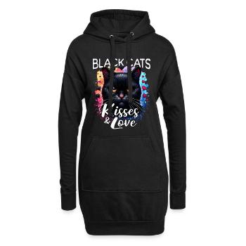 Amour du chat noir - Sweat-shirt à capuche long Femme - noir - Devant