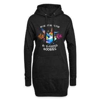 Ligne du cœur des Booby aux pieds bleus - Sweat-shirt à capuche long Femme - noir - Devant