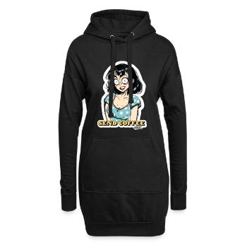 Coffee Anime Girl Aufkleber schicken - Hoodie-Kleid - Schwarz - Vorne