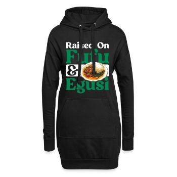 La cuisine nigériane contient du fufu et - Sweat-shirt à capuche long Femme - noir - Devant