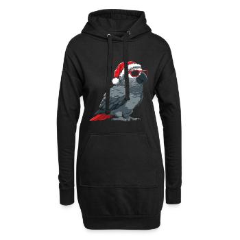 Perroquet gris d’Afrique oiseau de Noël - Sweat-shirt à capuche long Femme - noir - Devant