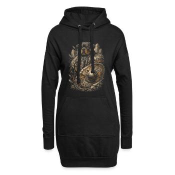 Chien viking rottweiler - Sweat-shirt à capuche long Femme - noir - Devant