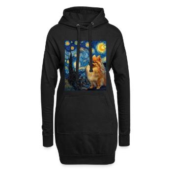 Zwergspitz Spitz Pomeranian - Sweat-shirt à capuche long Femme - noir - Devant