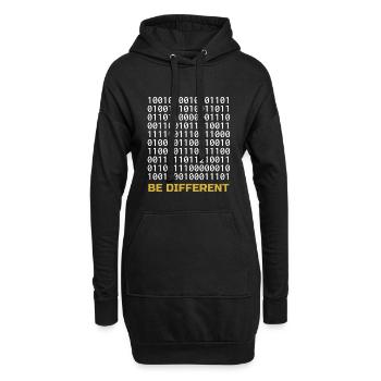 Be Different: Binäres Muster mit Botschaft - Hoodie-Kleid - Schwarz - Vorne