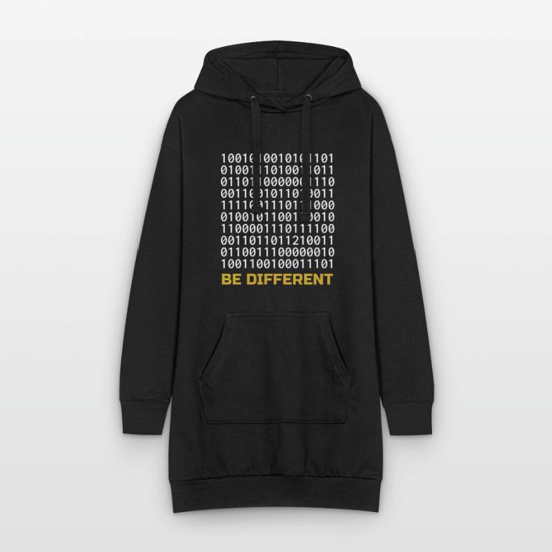 Be Different: Binary Pattern with Message Hoodie Dress