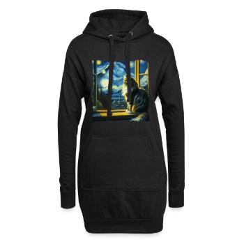 Nuit étoilée du Maine Coon - Sweat-shirt à capuche long Femme - noir - Devant