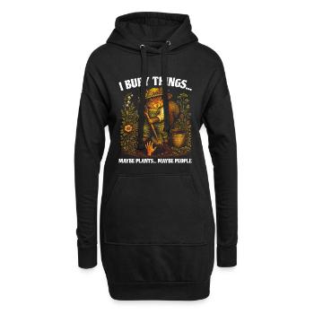 Ich vergrabe Dinge, vielleicht pflanze ich Eichhörnchen. - Hoodie-Kleid - Schwarz - Vorne