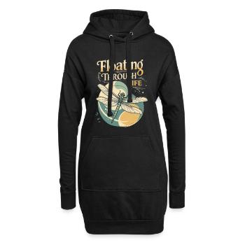 Libelle Libellen Floating Through Life - Hoodie-Kleid - Schwarz - Vorne