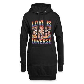 Love Is Diverse Pride Regenbogen - Hoodie-Kleid - Schwarz - Vorne
