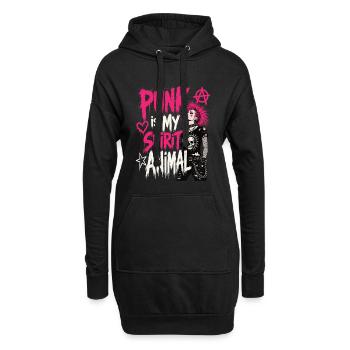 Punk Spirit Animal Spruch Shirt - Hoodie-Kleid - Schwarz - Vorne