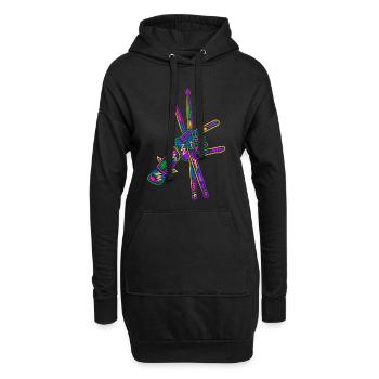 Schlagzeug Drummer bunt Kinder Jungen Schlagzeuger - Hoodie-Kleid - Schwarz - Vorne