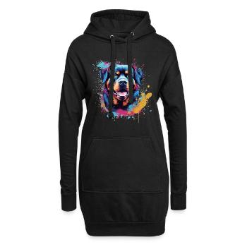 Rottweiler Hund Bunte Splash Art - Hoodie-Kleid - Schwarz - Vorne