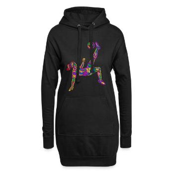 Fußball bunte Fußballerin Mädchen Fußballspielerin - Hoodie-Kleid - Schwarz - Vorne