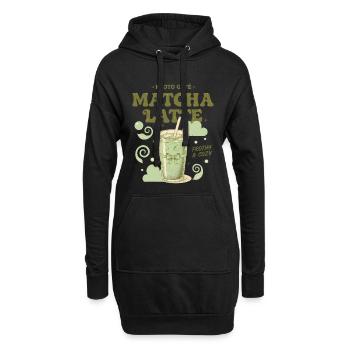 Kyoto Cafe Matcha Latte Schaumiger und gemütlicher Matcha-Tee - Hoodie-Kleid - Schwarz - Vorne