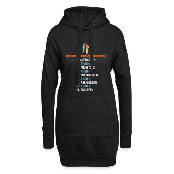 Mein Wochenende: Nur Angeln - Hoodie-Kleid - Schwarz - Vorne