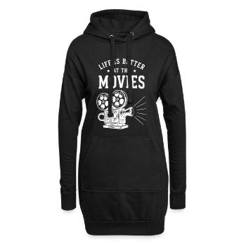 La vie est meilleure au cinéma Kino Film Retro - Sweat-shirt à capuche long Femme - noir - Devant