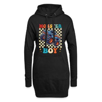 Monster Boy Truck Cartoon im Checkerboard - Hoodie-Kleid - Schwarz - Vorne