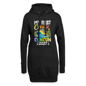 Ma première croisière Cancún 2027 - Sweat-shirt à capuche long Femme - noir - Devant