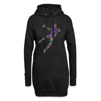 Bunter Handballspieler Handballer Jungen Handball - Hoodie-Kleid - Schwarz - Vorne