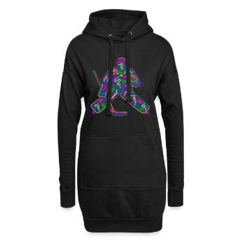 Eishockey Torwart Kinder Bunter Eishockeyspieler - Hoodie-Kleid - Schwarz - Vorne