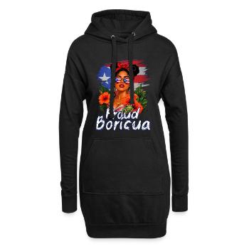 Porto Rico Boricua fier - Sweat-shirt à capuche long Femme - noir - Devant