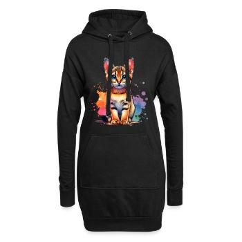Savannah Katze Geschenk - Hoodie-Kleid - Schwarz - Vorne