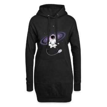 Astronaut T-Shirt Meditation im All - Hoodie-Kleid - Schwarz - Vorne