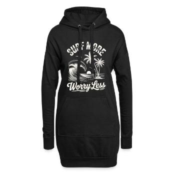 Surfez plus, inquiétez-vous, moins de vagues de vacances d’été - Sweat-shirt à capuche long Femme - noir - Devant