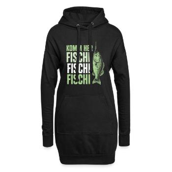 Angeln Angler Fischer Fisch Lustiges Angler Spruch - Hoodie-Kleid - Schwarz - Vorne