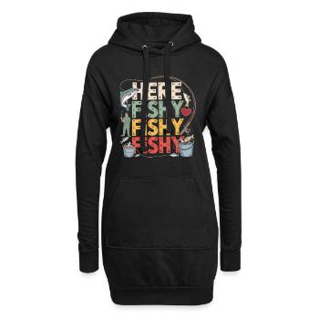 Voilà Chemise Poisson Poisson - Cadeau pour les pêcheurs - Sweat-shirt à capuche long Femme - noir - Devant