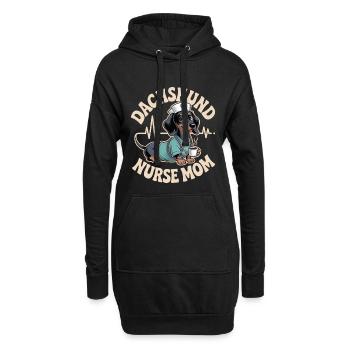 Maman infirmière teckel - Sweat-shirt à capuche long Femme - noir - Devant