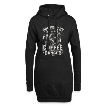 Stromleitungsmonteur Durch Kaffee Und Gefahr - Hoodie-Kleid - Schwarz - Vorne
