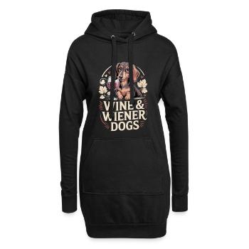 Wine & Wiener Dogs - Hoodie-Kleid - Schwarz - Vorne